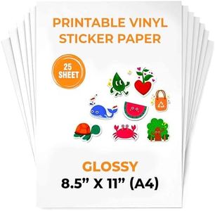 True Flair Vinyl Glossy Sticker Paper A4 Size For Inkjet Printer, Pack Of 25 Sheets, Self Adhesive, Tear Resistant, And Waterproof For Sticker Printing, Quick Drying (25)