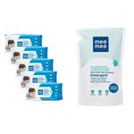 Mee Mee Baby Gentle Wet Wipes ((72 Pcs,Pack of 05), Aloe Vera Wet Wipes) & Mee Mee Mild Baby Liquid Laundry Detergent (500 ml - Refill Pack)