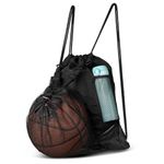 VULKIT Drawstring Backpack, Gym Bags for Men & Women with Large Front Mesh Pocket for Basketball Soccer Gears,Swim Bag, Black