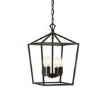 Black Pendant Light, Industrial Rustic Farmhouse Chandeliers, 4 Light Vintage Lantern Metal Pendant Lighting Fixture for Kitchen Island Dinning Room Living Room Hallway, E12 Base (001)