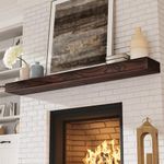 Eshoma Fireplace Mantel, 72 in Handcrafted Solid Mantel Shelf with Invisible Heavy Duty Metal Bracket, Floating Mantel Shelf, Rustic Brown