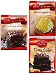 Betty Crocker Cake Mix, Triple Chocolate Brownie 425 g + Betty Crocker Super Moist Cake Mix, French Vanilla Flavor 520 g & Betty Crocker Cake Mix, Choco Fudge Rich Chocolate, 475 g