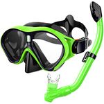 Gintenco Kids Snorkel Set, Dry Top Snorkel Mask Anti-Leak for Youth Junior Child, Anti-Fog Snorkeling Gear Free Breathing,Tempered Glass Swimming Diving Scuba Goggles 180° Panoramic View