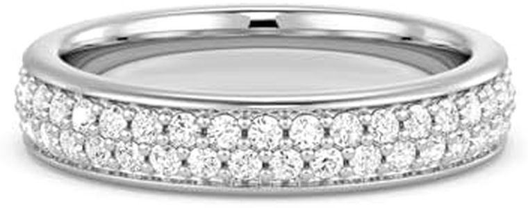 MSBLUE 1.5CT Size 5 Double Row Moissanite Wedding Eternity Band Ring