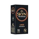 SKYN Large Condoms Pack of 10 SKYNFEEL Latex Free Condoms for Men, Extra Large Condoms, XL Condoms, Thin Condoms, Smooth Straight Shape, Lubricated, 56mm Wide