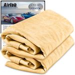 Airlab Chamois Cloth for Car 2 Pack Shammy Drying Towels 60 x 40 cm (2.58 sq ft Each) Super Absorbent Real Leather Lint Free Streak Free Cleaning Cloth for Car Wash Auto Detailing