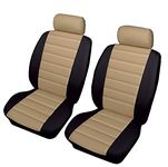 Carseatcover-UK® BEIGE & BLACK Airbag Safe Padded LEATHER LOOK Car Van Seat Covers FRONT PAIR