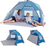 KingCamp Beach Tent Pop Up Shade, 10s Easy Set Up Portable Beach Canopy Tent Sun Shelter for 3-4 Person, Lightweight Instant Tent with Extendable Floor Beach Outdoor Camping Picnic