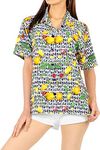 LA LEELA Women's Hawaiian Short Sleeve Beach Blouse Shirt, Rose Floral Yellow, Large