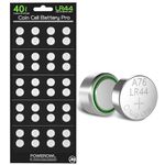 POWEROWL 40 x LR44 Batteries, High Capacity AG13 357 303 SR44 L1154F A76 Premium Alkaline Battery 1.5V Button Coin Cell Batteries