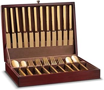 Royalty Art Cutlery Storage Box for Flatware, Silverware, and Dinner Cutlery, Stores Forks, Knives, and Spoons, Decorative Wooden Caddy, Kitchen and Dining Organizer