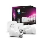 Philips Hue White and Colour Ambiance Smart Light Bulb Starter Kit, 75W - 1100 Lumen [E27 Edison Screw] 3 Bulbs + 2 Smart Buttons, With Bluetooth, Works with Alexa, Google Assistant and Apple Homekit