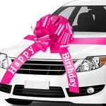 APOMOONS Large Mesh for Car Happy Birthday Gift Bicycle Gift Bow Large 45 cm Giant Gift Bow for Weddings Parties New Houses Ribbons 600 cm Long Pink (Pink)