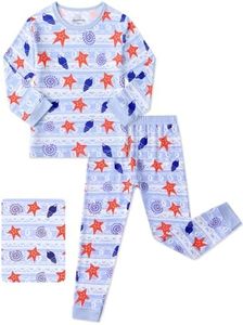 JunNeng Bamboo Viscose Toddler Boys' Pajamas 2 Piece, Ocean, 6Y-7Y