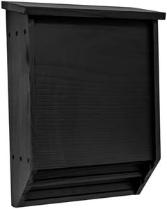 Woodside Wooden 2 Chamber Bat House – Weather-Resistant Timber Roosting & Nesting Box for 75 Bats, Easy Mount with Fixings, Grooved Interior, Black