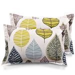 Huesland by Ahmedabad Cotton 144 TC Cotton Pillow Covers Set of 2 - Yellow and Grey