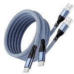 USB Type C Cable (2M 2Pack),Type C Fast Charger Cable Braided Compatible for Samsung Galaxy S22 S21 S20 S10 S9 S8 Plus Note 10 9 8, Google Pixel,LG, Sony Xperia XZ, Huawei P10 P9,Tile blue