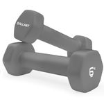 Gallant Weights Dumbbells Set - Hexagonal Shaped Neoprene Hand Weights for women and Men - 6kg Dumbbells Set - 6kg X 2 Pair - Gray