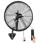 AVUXOR 20-inch Wall Fan with Remote, Sealed Brushless DC Motor, Oscillating Wall-Mounted Fan with 4 Speeds, Heavy-Duty Industrial Fan, Cooling Fan for Garage, patio, Workshop, Warehouse, Factory