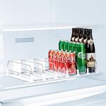 LumoShine Drink Organizer for Fridge, Self-Pushing Soda Can Dispenser for Refrigerator, Width Adjustable Pusher Glide for 12oz to 20oz holds (White, 14.96" D x 18.89" W— 6 Rows)