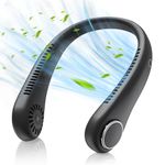 Portable Neck Fan, Hands Free Bladeless Fan, 360°Cooling Personal Fan with 3 Speeds Adjustment, Rechargeable Battery Powered USB Wearable Fan for Travel, Hiking, Outdoors (black)
