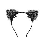 Halloween Cat Ears Headband, Makeup Party Lace Cat Ears Headband,Halloween Carnival Party Masquerade Cosplay Sweet Sexy Women Lace Hair Accessories Headband Costume Accessories