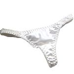 LSHARON Women's Sexy 100% Mulberry Silk G-String Lingerie Underwear Briefs Thong Panties (M(Tag XL), White)