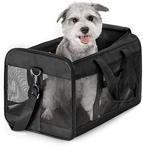 Conlun Dog Carrier Soft Sided, Large Cat Carrier with Inner Safety Leash, Pet Transport Carrier for Large Cats and Medium Dogs up to 20 Lbs, Collapsible Travel Puppy Carrier Bag -Black L
