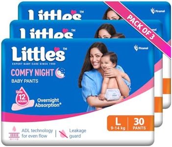Little's Baby Diapers L Size (Large) Pants Style | 9-14 kg | 90 Count | Comfy Nights Baby Diaper Pants with Leakage Guard & Upto 12 Hours Absorption (30 Count, Pack of 3)