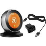 EEEKit Stand with Power Cable and Power Adapter for Nest Learning Thermostat 3rd / 2nd Generation (Black)