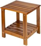 Utoplike Teak Side Table Outdoor, Patio End Table Double Layer, Wooden Coffee Accent Tables for Backyard, Garden, Bed, Living Room, Couch