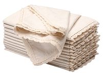 Flax Linen Cotton Cloth Dinner Napkin 18x18 with Lace 18x18 Linen,Wedding Napkins, Cocktails Napkins, Fabric Napkins, Cotton Napkins Mitered Corners, Machine Washable Dinner Napkins, Set of 12