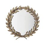 Creative Co-Op Round Antique Gold Metal Laurel Wreath Wall Mirror