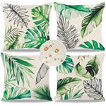 Betylifoy Set of 4 Outdoor Pillow Covers 18x18 Waterproof Decorative Pillow Case Green Plants Summer Cushion Covers Tropical Monstera Palm Leaves Cushion Cases for Sofa Couch Patio Garden (4, Green)