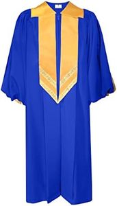 GradPlaza Deluxe Choir Robe with Cuff Sleeves For Church Clergy Clothing Priest Robe Royal Blue Size 45FF