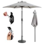 VonHaus Parasol with Base – 2M Parasol Umbrella for Outdoor, Garden, Patio – Sun Shade Canopy with Hand Crank & Tilt Function – UV30+ Protection, Air Vent, Powder Coated Steel Frame, Grey