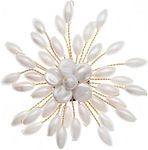 3.1inch Large Women's Brooch Pin Lapel Flower Pearl Brooch - Fashion Gold Vintage Simulated Crystal Pearl Floral Brooches for Women Bridal Wedding with Graceful Bling Bulk Costume Jewelry (A-Style)