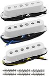 FLEOR Single Coil Pickup Alnico 5 Strat Pickups Guitar Neck/Middle/Bridge Pickups Staggered for Squier Stratocaster Pickups Replacement, White