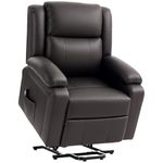 HOMCOM Power Lift Chair for Elderly, PU Leather Upholstered Electric Recliner Chair with Quick Assembly, Remote, Footrest, Side Pockets, Reclining Sofa for Living Room, Brown