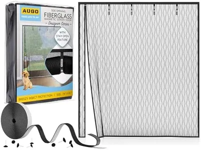 AUGO Fiberglass Magnetic Screen Door Reversible Left Right Side Opening - Self Sealing, Heavy Duty, Hands Free, Keeps Bugs Out - Pet and Kid Friendly - Patent Pending Keep Open Feature – 74” x 81”