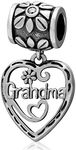 I Love Grandma Dangle Charm Hollow Heart Flower Beads Charm fit Charms Bracelets