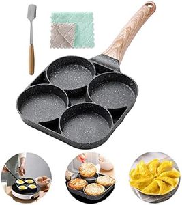 New 4 Hole Frying Pan Omelet Pan for Burger Eggs Ham Pancake Maker Wooden Handle Frying Pot Non-Stick Breakfast for Gas or Induction Stoves