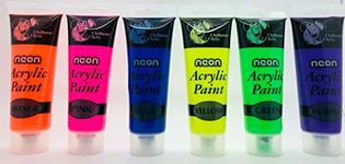 Blikable Chiltern Arts NEON Acrylic Paints-Set of 6 Colours,120 ml (Pack of 6),Yellow