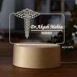 AICA Personalized Name & Degree Doctor LED Table Lamp | Birthday Thank You Graduation Gifts for Doctor Dr Male Female Men Women (White Base)