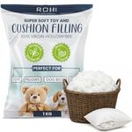 Rohi 1KG Toy Stuffing for Knitted Toys | 100% Virgin Hollowfibre | Fluffy Soft Teddy Stuffing for Crafts, Crochet, Cushions & Pillow Stuffing | Hypoallergenic & Breathable Cushion Filler