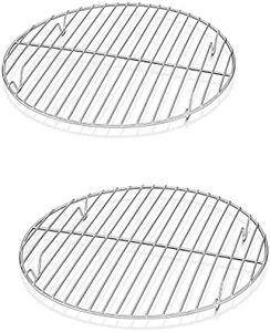 Herogo Round Cooling Rack for Cooking and Baking Set of 2, 9 Inch Stainless Steel Grill Steaming Rack Fit Stockpot Air Fryer Canning, Healthy, Smooth Edge, Oven and Dishwasher Safe