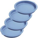 Webake Layer Cake Pans, 7 Inch Round Cake Pan Set, Silicone Cake Mold Versatile for Rainbow Cake Vegetable Pancake Taco Shell Pizza Crust Omelet Frittata and Resin Craft (Set of 4)