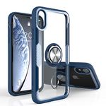 Kitoo Designed for iPhone XR Case with Ring Stand, Carbon Fiber Trim, 12 ft. Drop Tested, Made in USA - Blue