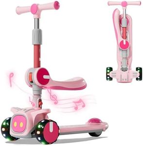 3 Wheel Scooter for Kids - Foldable & Unbreakable, 2-in-1 Kick Scooter with Music and Lights, Adjustable Height, Wide Deck, Flashing Wheel Lights, Easy for Beginner Toddlers Aged 3-12