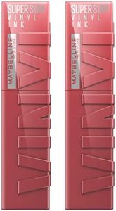 Maybelline New York SuperStay Vinyl Ink Tinte de Labios Color 40 Witty Brillante y Luminoso Efecto Vinilo que Dura Hasta 16h Fórmula Sin Transferencia - 2 Barras de Labios